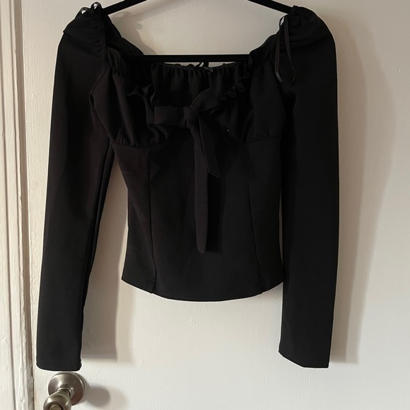 Missguided milkmaid tie front bardot crop top - Picture 2 of 4